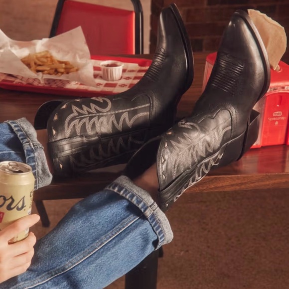 Tecovas Shoes - Tecovas Jolene midnight cowhide black leather cowboy boots 8